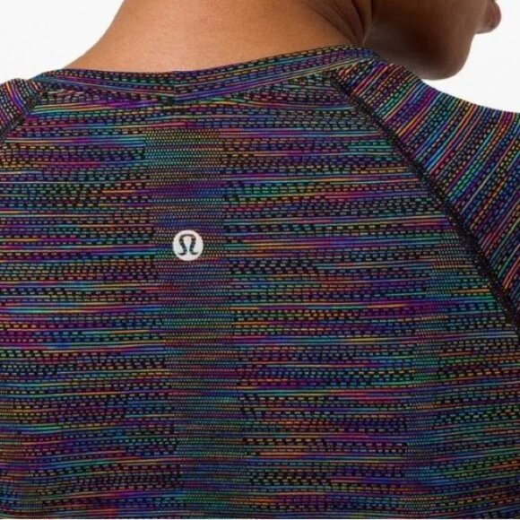 Lululemon Swiftly Tech Short Sleeve 2.0 Rainbow Multi Black Size 6 - Picture 2 of 7